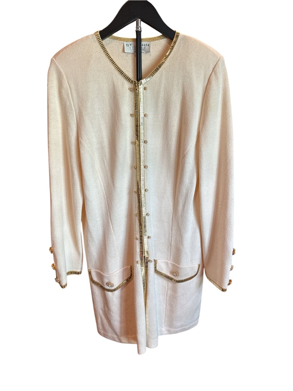 St. John Cream Longline Jacket with Gold Trim and Buttons & a matching skirt set